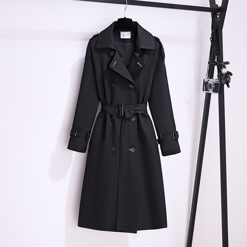 Elegante en stijlvolle trenchcoat voor dames, middellange tot lange herfst nieuwe stijl, Koreaanse versie, tailleband klassiek_voghion.com