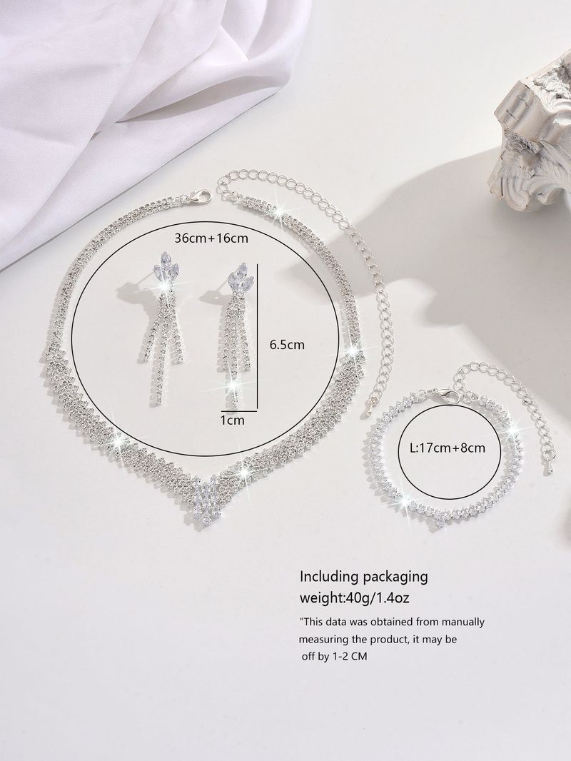 Set di gioielli da donna, moda, vendita calda, gioielli da sposa, squisiti e semplici, collana con clavicola, orecchini, accessori per abito da sposa_voghion.com