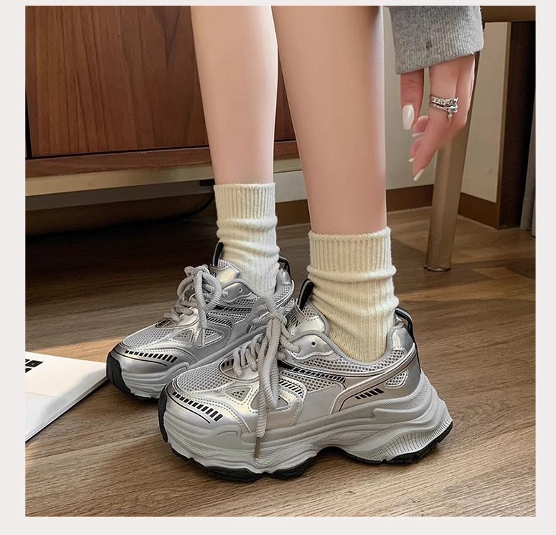 Dames fluwelen dikke sneakers, zwarte platform casual schoenen, dikke zool, hoogteverhogende sneakers voor wandelen en sporten_voghion.com