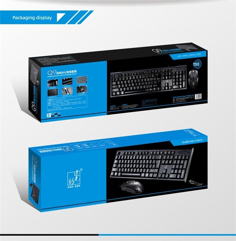 Tastiera Zhuiguangbao Q9 adatta per giochi USB cablati per casa, ufficio, laptop, tasti e mouse digitali_voghion.com