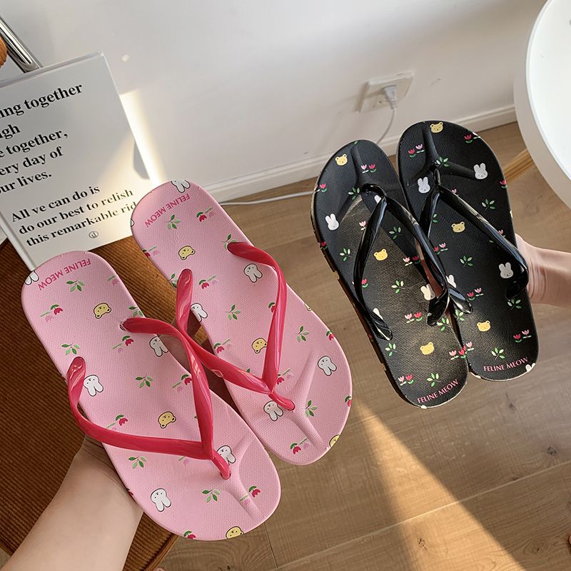 Ženski poletni risani copati za počitnice na plaži s sponkami za prste in stopala s PVC potiskom_voghion.com