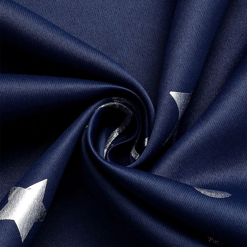 Curtains Silver-Foil Moon And Star Blackout Curtains With Grommets Thermal Insulated Drapes UV Protection Sun Blocking Window Panels_voghion.com