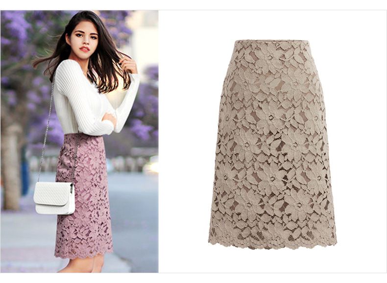 Women's Clothing new summer slim water soluble lace skirt very fairy French niche A line skirt mid length hip skirt_voghion.com