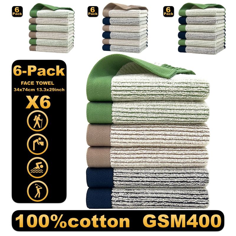 6er-Pack hochwertige Gesichtstücher aus gewebter Baumwolle für Erwachsene – ultraweich und saugfähig (hypoallergen, schnelltrocknend, für den Einsatz zu Hause und auf Reisen)_voghion.com