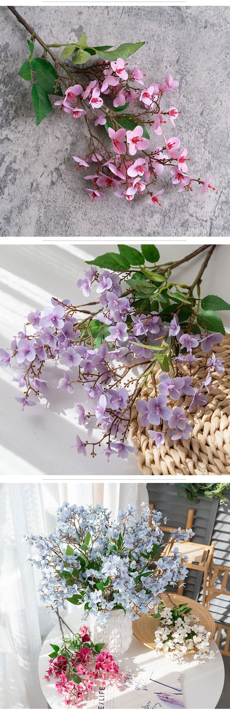 Piccolo fiore di dafne lilla simulazione fiore decorazione per la casa fiore tenuto in mano rosa parete_voghion.com