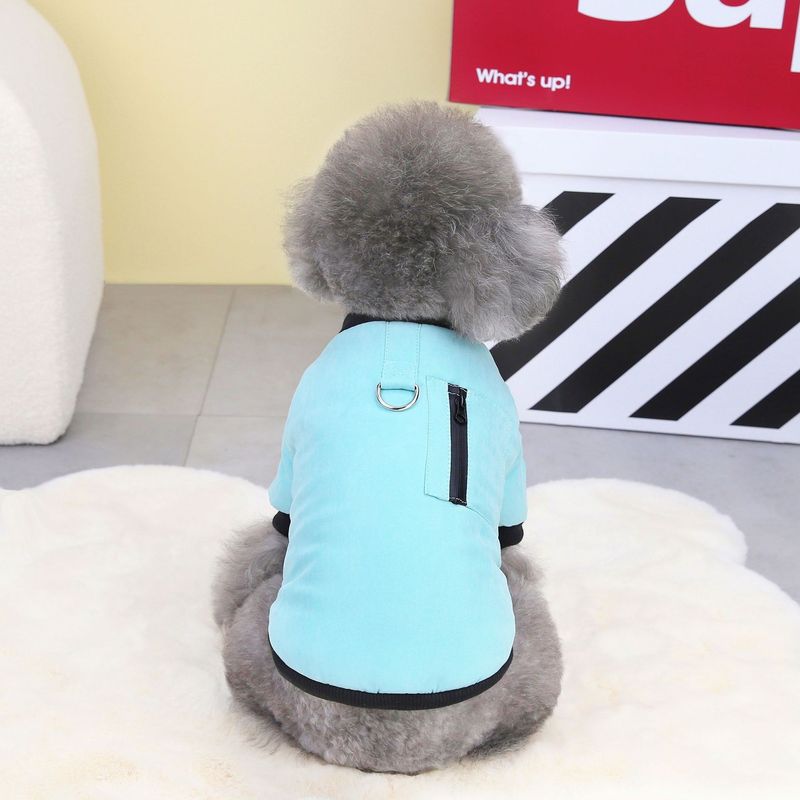 Abbigliamento per animali domestici autunno/inverno per cani con anello di trazione e cappotto in cotone con cerniera in velluto 23 colori_voghion.com