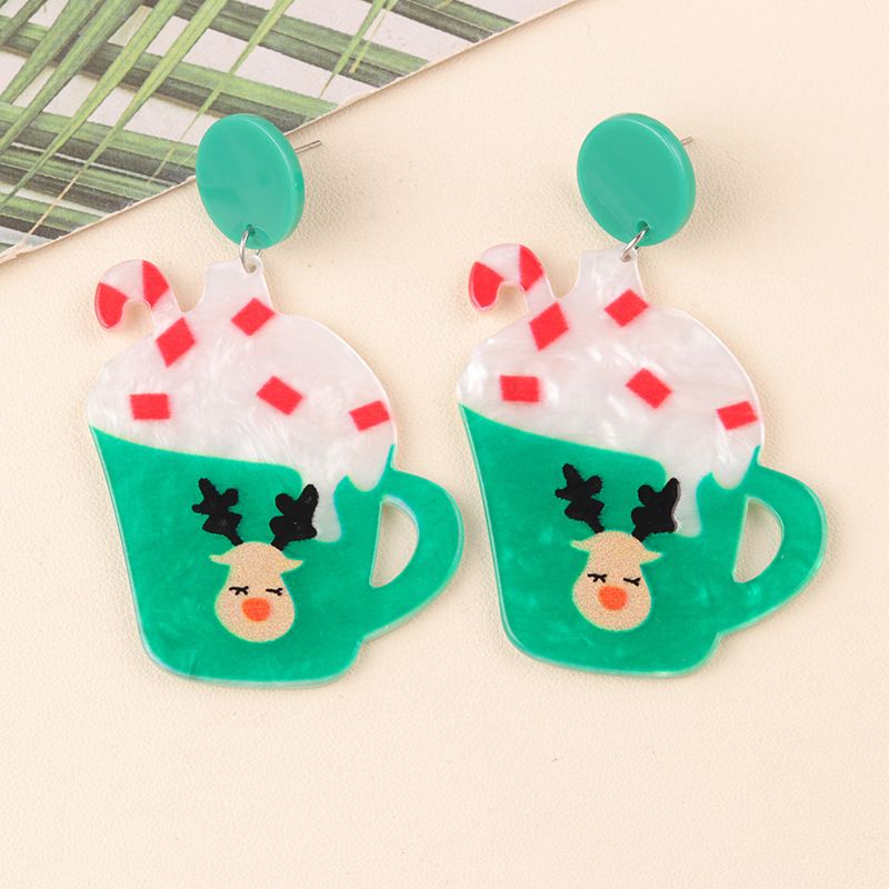 Series Cup Snowman Acrylic Studs Cartoon Christmas Tree Hat Boots Earrings Jewelry For Women_voghion.com