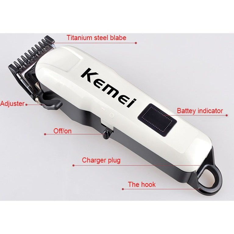 Kemei Cortador de Corte Recarregável Hine Profissional com Tela LCD Aparador de Pelos Elétrico Sem Fio_voghion.com