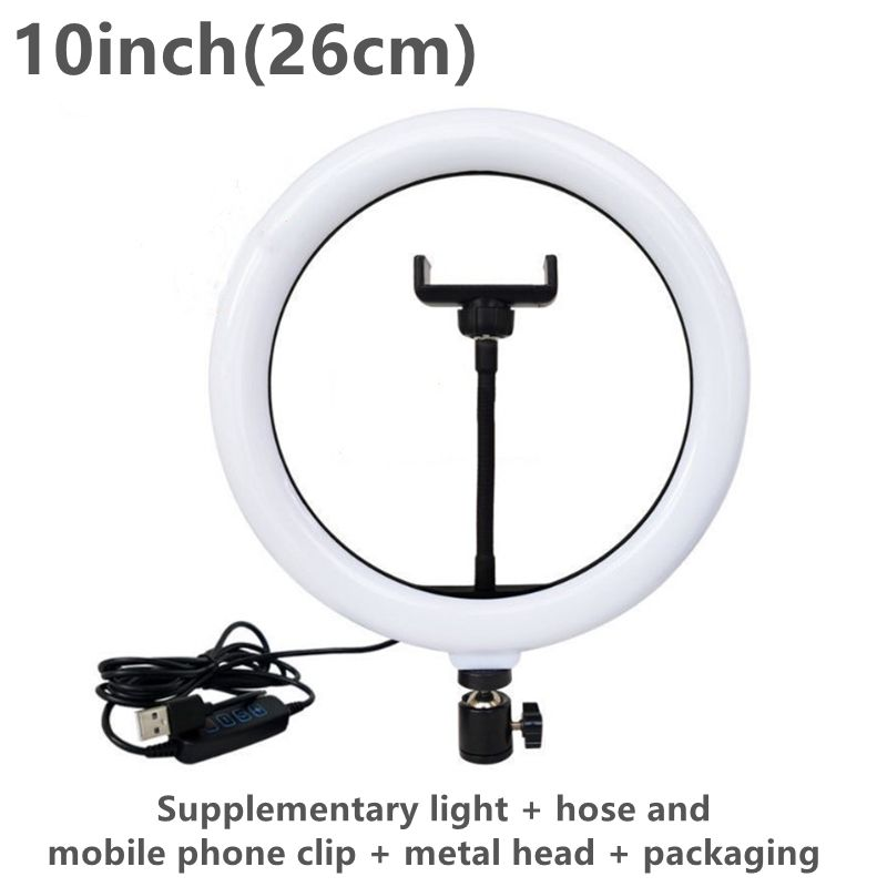 10-Zoll-Selfie mit optionalem Stativ, Fotografie-Fülllicht, LED-Ringlampe, Ringlicht für Videoaufzeichnung, Live-Übertragung_voghion.com