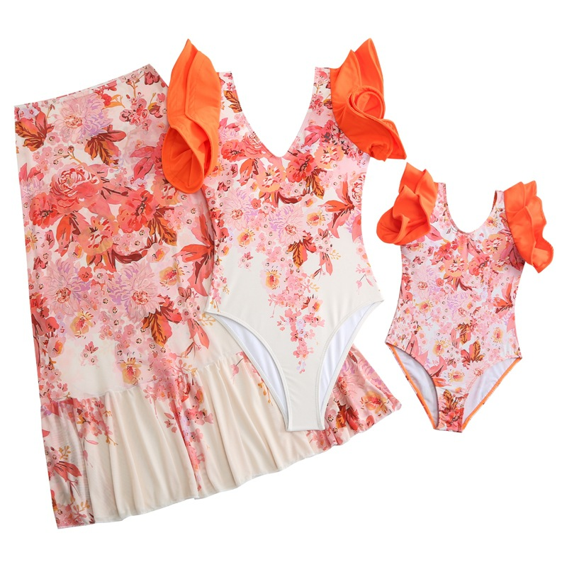 Maillot de bain familial Flash, une pièce, style familial, jupe en gaze, style ins_voghion.com
