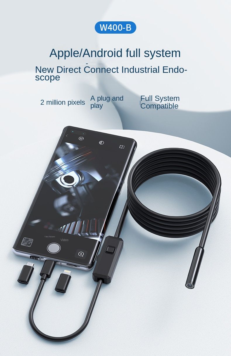 Mobile Phone Direct Connected Camera HD 2 Million Endoscope Hard Wire Waterproof Endoscope for Mobile Phone_voghion.com