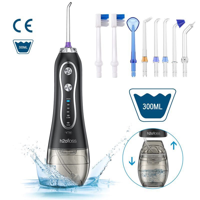 H2ofloss Portable Electric Water Flosser 5 Modes 8 Jets Cordless Ultrasonic Oral Irrigator Ready Stock Dental Floss_voghion.com