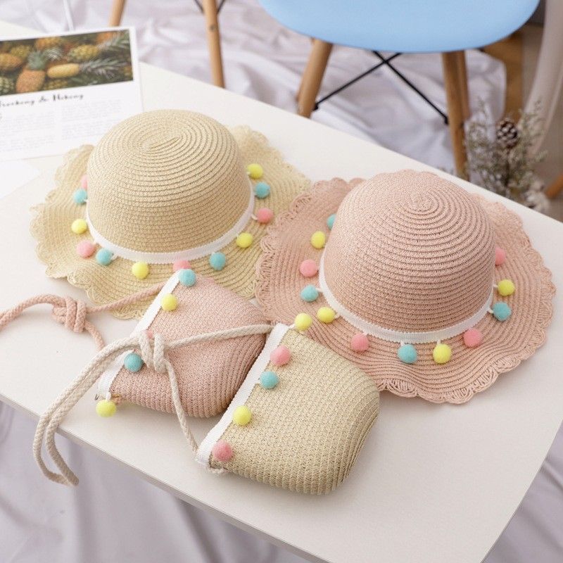Cappello da sole in erba per ragazza pescatore, protezione da spiaggia per principessa estiva femminile per bambini, cappello da bacino_voghion.com