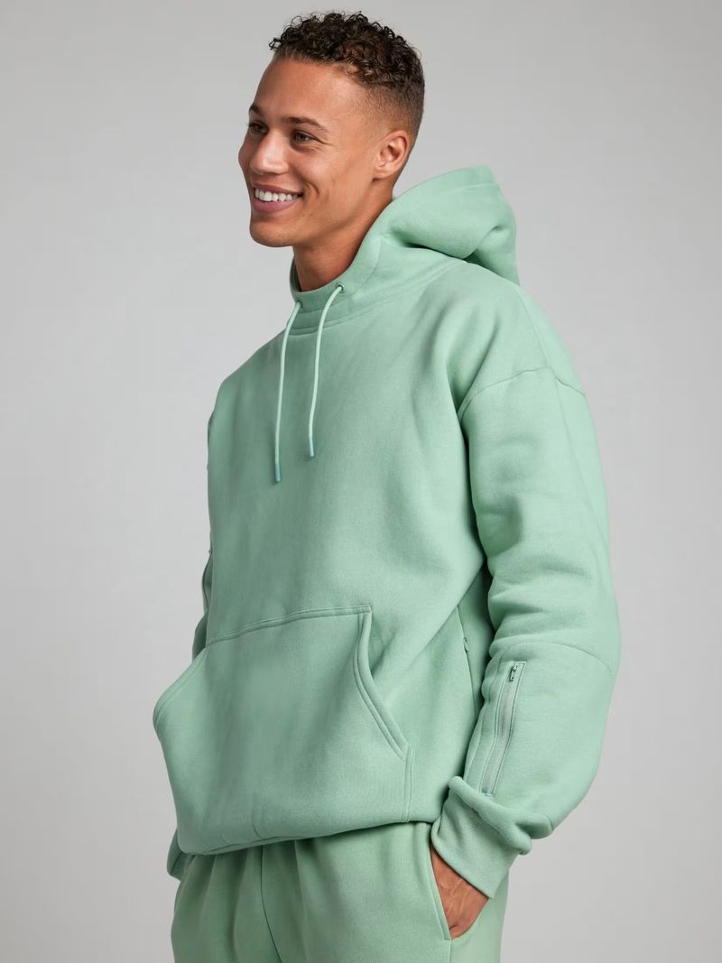 Damenbekleidung: Kapuzenpullover und Jogginghose-Set – einfarbiges Herbst-Winter-Loungewear-Zweiteiler-Outfit mit Schlafmaske_voghion.com