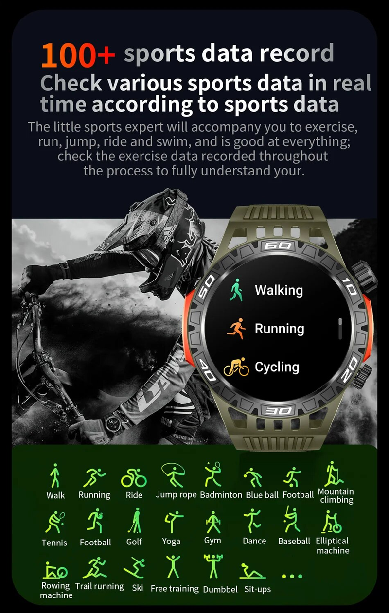GPS-Tracking-Kompass AMOLED-Bildschirm Smart IP68 wasserdicht Outdoor Sports Fiess Uhr Bluetooth Call Männer_voghion.com