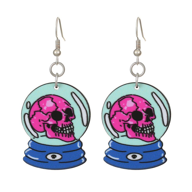 Boucles d'oreilles en acrylique pour femme, motif chauve-souris, motif crâne drôle et sombre, tendance et créative, pour Halloween_voghion.com