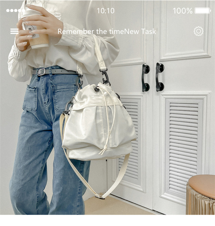 Eenzel Schëller-Crossbody-Täsch, Casual Schnürpäck, Liichtgewiicht Handtasche mat grousser Kapazitéit, Nylon-Eemertasch fir Fraen_voghion.com