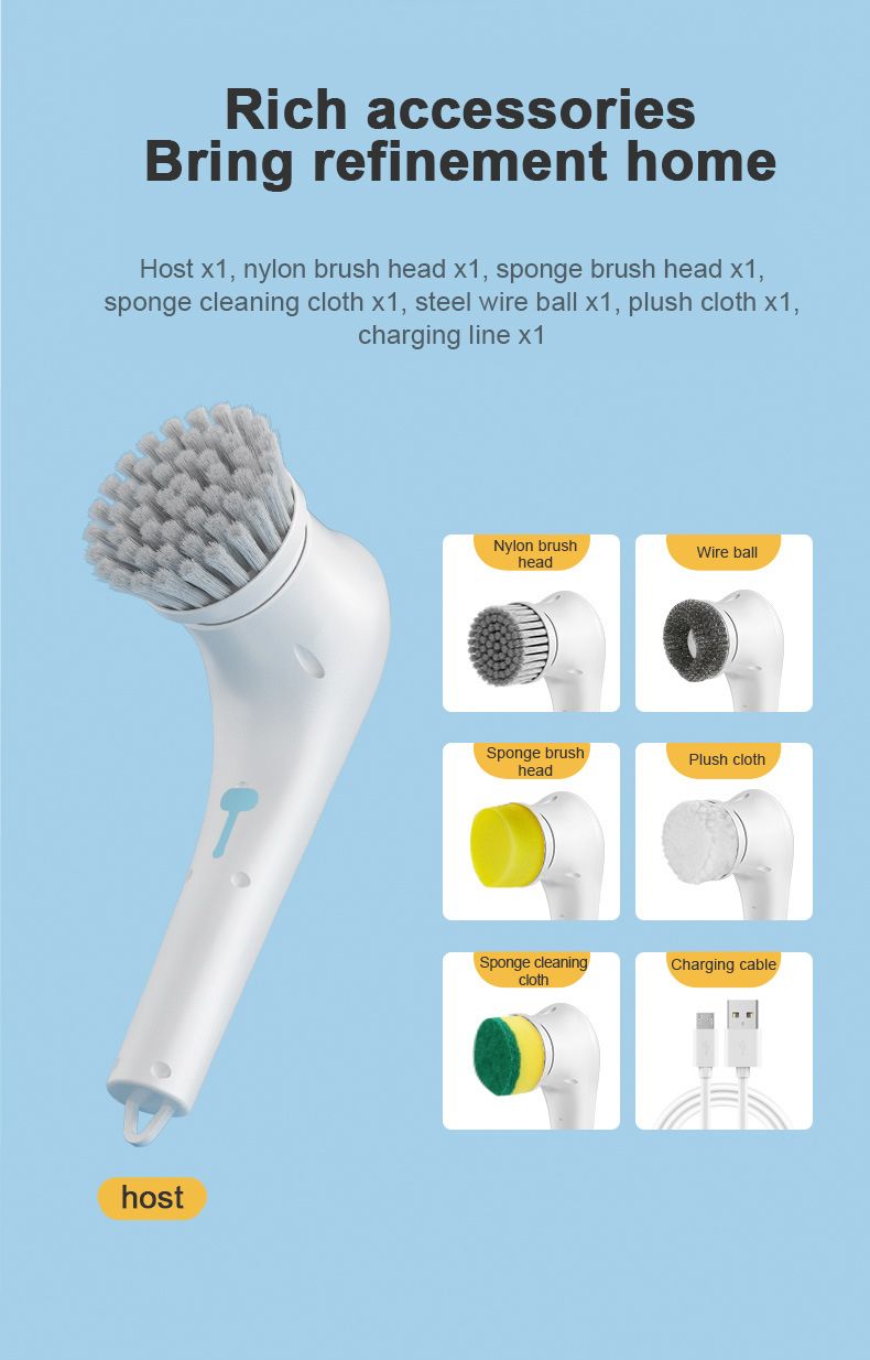 5-in-1 Electric Scrubber - Bathroom/Kitchen Cleaner, Multifunction Dryer, EU Home Deep Cleaning_voghion.com
