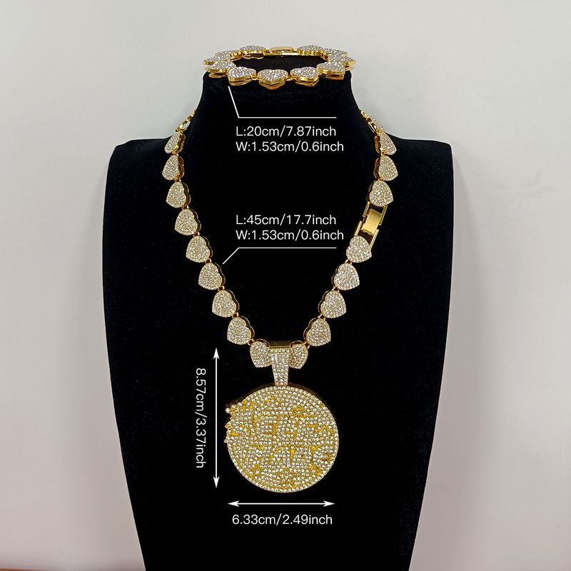 Unique Fashion Round Letter Hip-Hop Pendant New 15mm Heart Cuban Chain_voghion.com