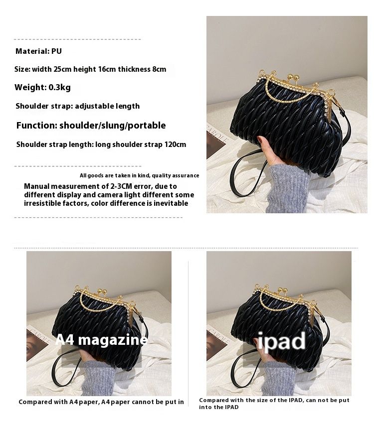 Borsa a tracolla con tracolla a catena quadrata piccola portatile minimalista urbana 2024 da donna con bocca antirughe_voghion.com