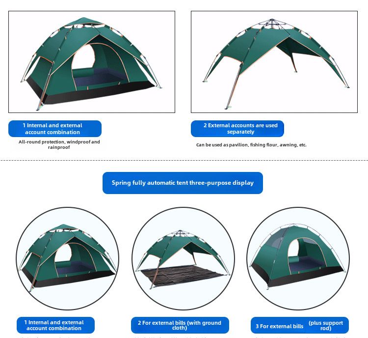 Attrezzatura per esterni Viaggi all'aperto Tenda da campeggio Tenda da esterno Campeggio automatico Forniture portatili_voghion.com