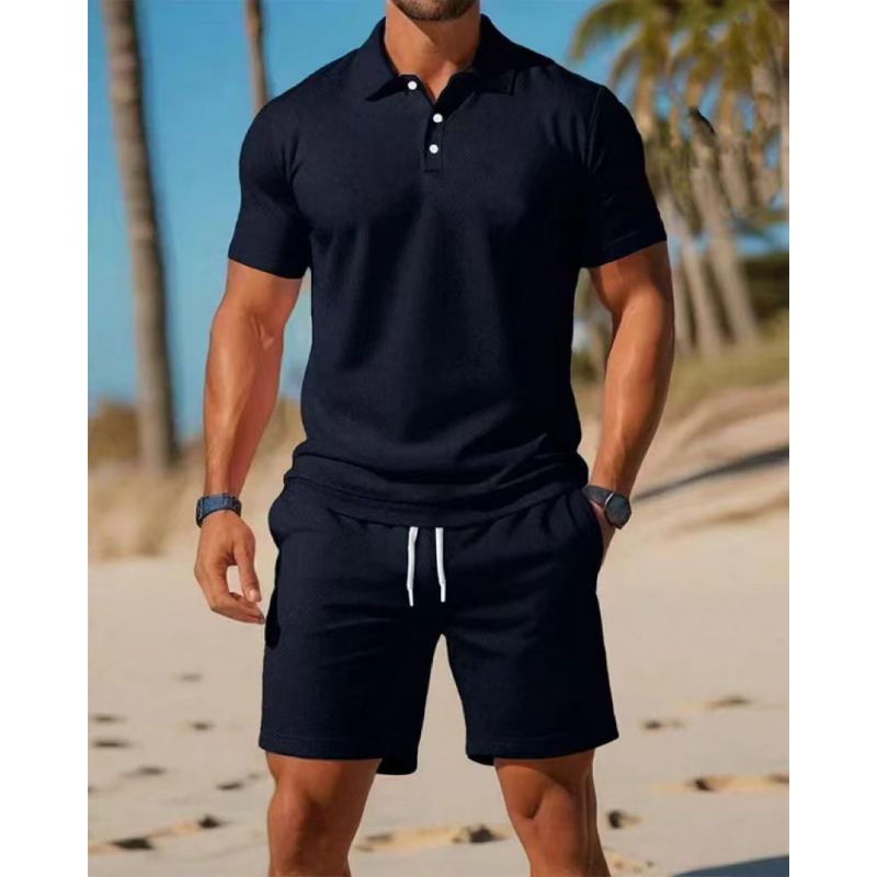 Herrenbekleidung Herren Sommer Casual Sport T-Shirt & Shorts Set - Slim Fit, Atmungsaktiv, Schnelltrocknend, Mehrfarbige Optionen Für Fitnessstudio, Reisen & Alltagskleidung_voghion.com