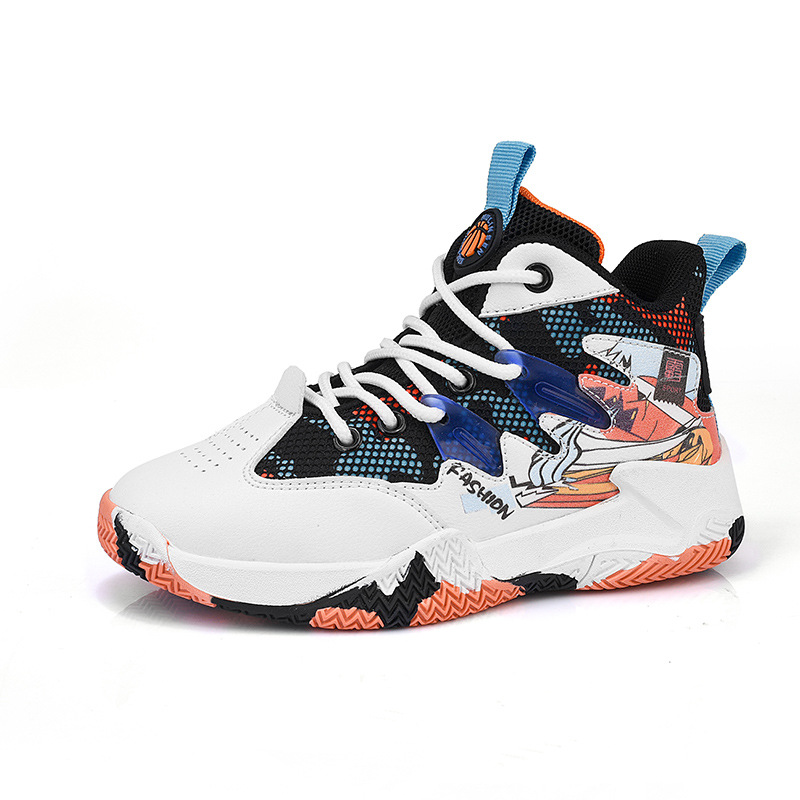 Scarpe da basket con superficie in mesh traspirante. Scarpe da ginnastica professionali per bambini con suono di attrito. Scarpe da corsa e sportive._voghion.com