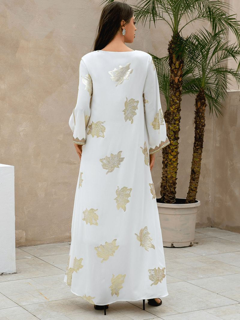 Dameskleding Midden-Oosten Nieuwe Hot Moslim Dames Avondjurk Bloem Hot Stamping Dubai Robe_voghion.com