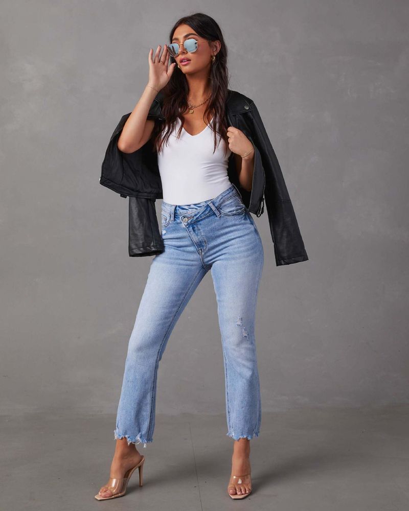 jeans stretch reto feminino temperamento para deslocamento calças rasgadas lavadas_voghion.com