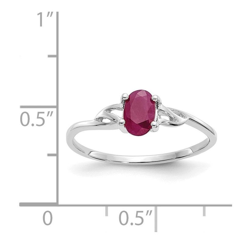10k White Gold Polished Genuine Ruby Birthstone Ring_voghion.com