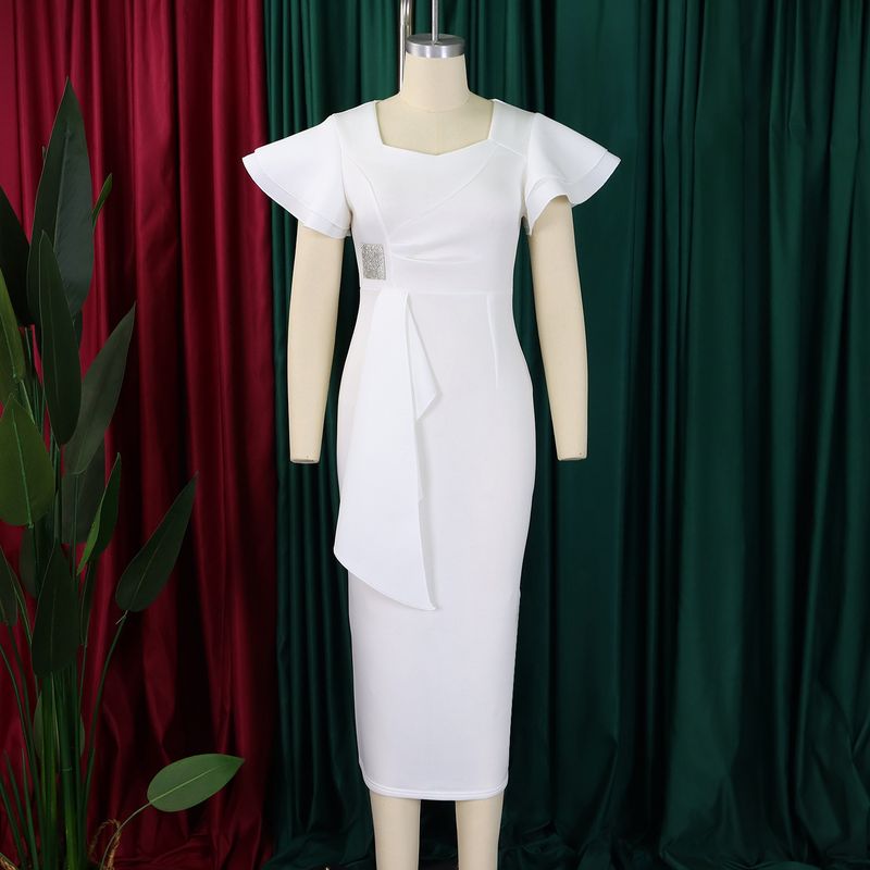 Women's Clothing fashion temperament elegant ruffled solid color hip wrapped _voghion.com