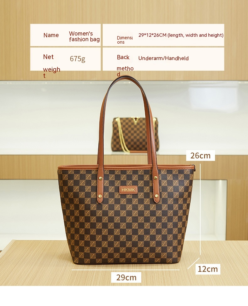 2023 Nieuwe Goede Vrouwen Retro Europese En Amerikaanse Grote Capaciteit Draagtas Dambord Eenvoudige Leisure Commuter Bag Moeder Tas_voghion.com