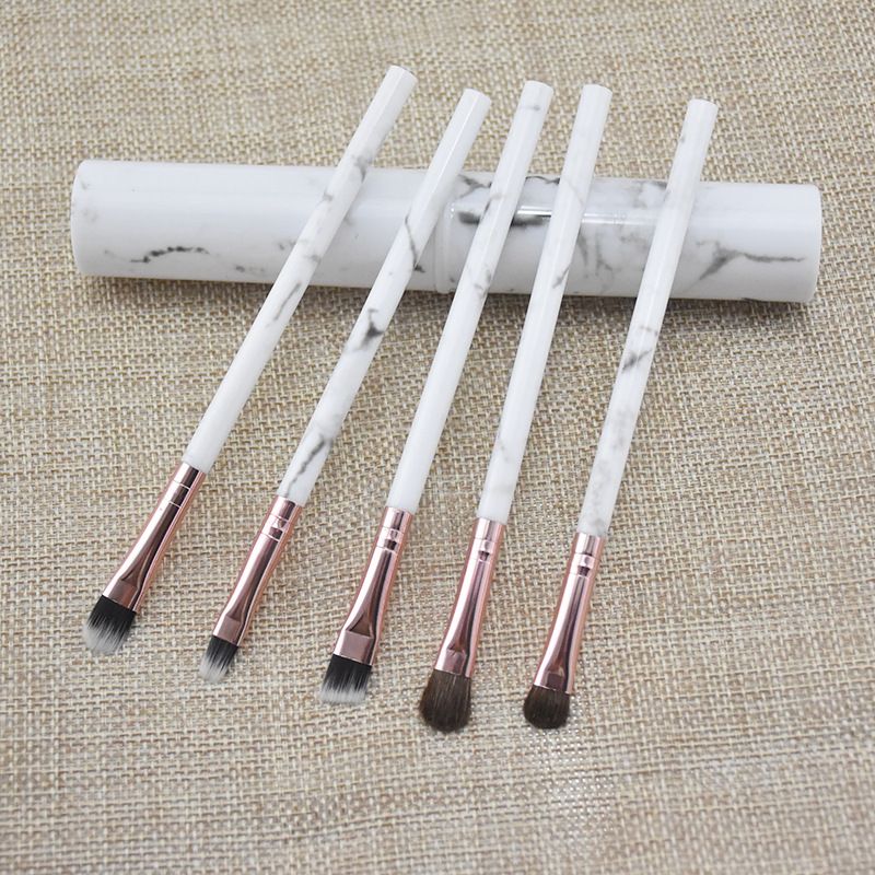 Tragbarer Lidschatten aus Marmor-Ponyhaar mit 5 runden Pinseln für Anfänger_voghion.com