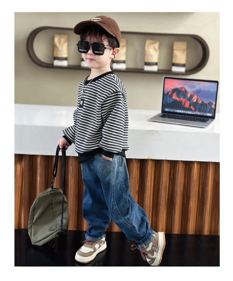Streifen 2023 Frühling und Herbst Neue Kinder Hübsche Casual Zwei Stück Set für Jungen mit Western Stil Lange_voghion.com