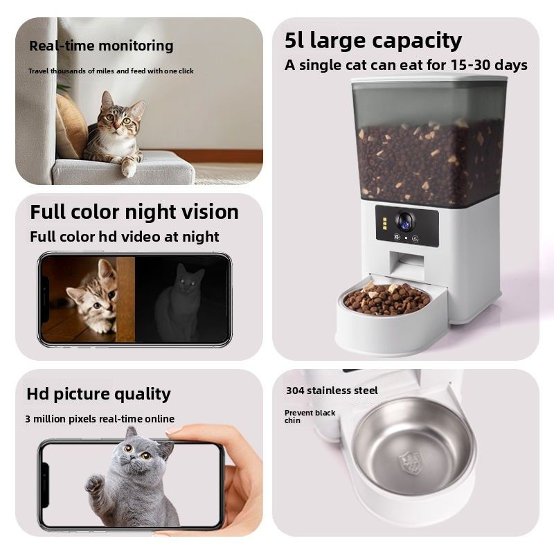 Bainason Large Capacity Smart Pet Automatic Feeder With Timer, Quantitative Food Dispenser And WiFi Remote Monitoring_voghion.com