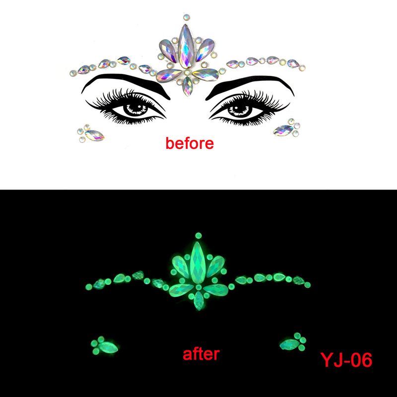 New EDM Face Sticker Diamond, Halloween Grimace Sticker Diamond Luminous Crystal, Between Eyebrows Sticker Luminous Face Sticker Masquerade_voghion.com