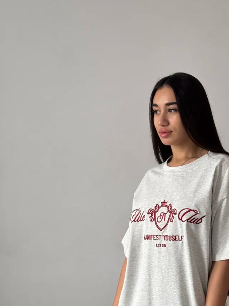 Damenbekleidung T-Shirt Tops Für Frauen Im Sommer Freizeit Lazy Letters Stickerei Drop Shoulder Rundhalsausschnitt Kurze Ärmel Für Frauen_voghion.com