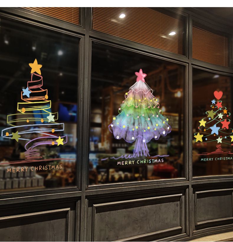 UV-Farbe, weiß, Einkaufszentrum, Fenster, statisch, Weihnachtsbaum, Dekoration, Glasaufkleber_voghion.com