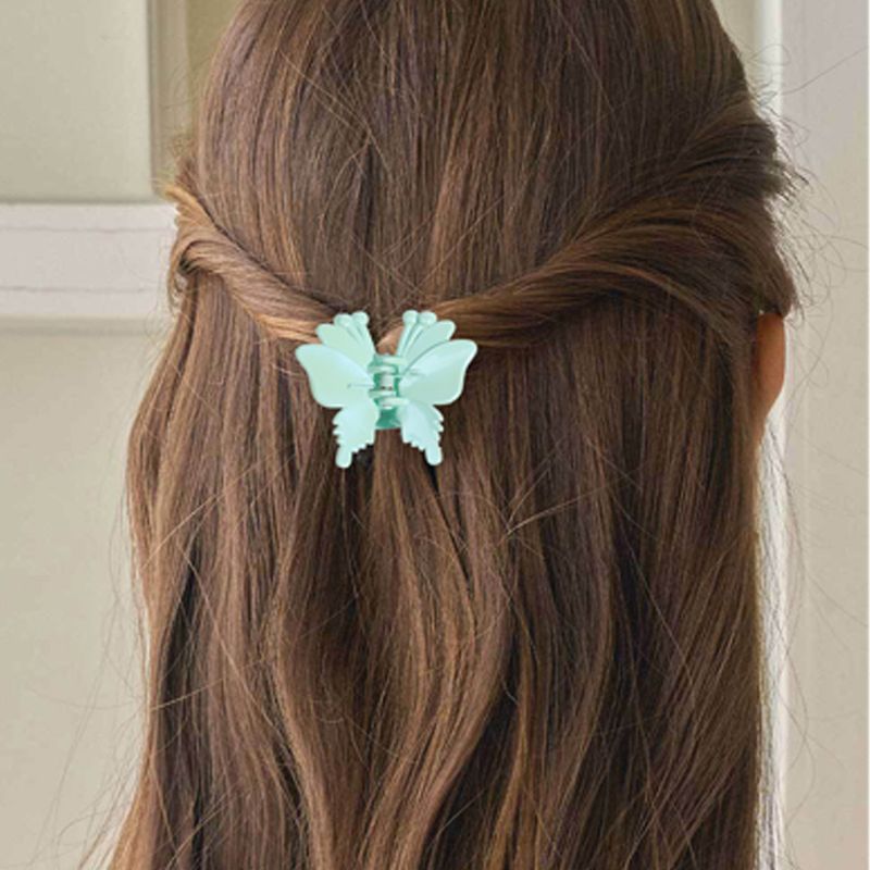 Grazioso accessorio per capelli floreale da 4 cm - Fermaglio a farfalla per la parte posteriore della testa color caramella lucido di alta qualità_voghion.com