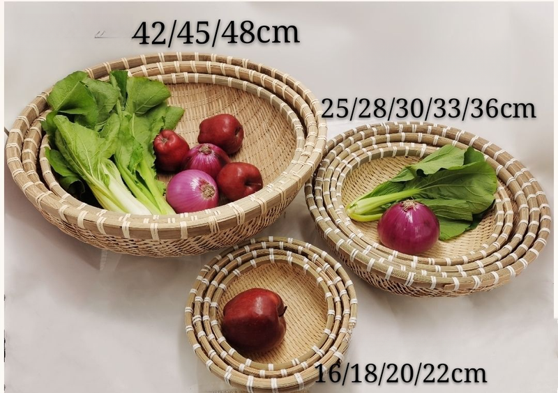 Rund gewebt für gedämpfte Brötchen, großes Sieb, Sieb, zum Waschen von Bambusprodukten, zum Abtropfen von Gemüse, zur Aufbewahrung in der Küche_voghion.com