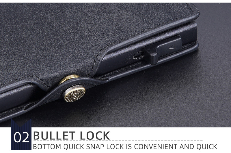 Baellerry Card Holder Buckle Side Push Anti-magnetesch an Anti-Déifst Card Holder Rfid Short Automatic Card Holder_voghion.com