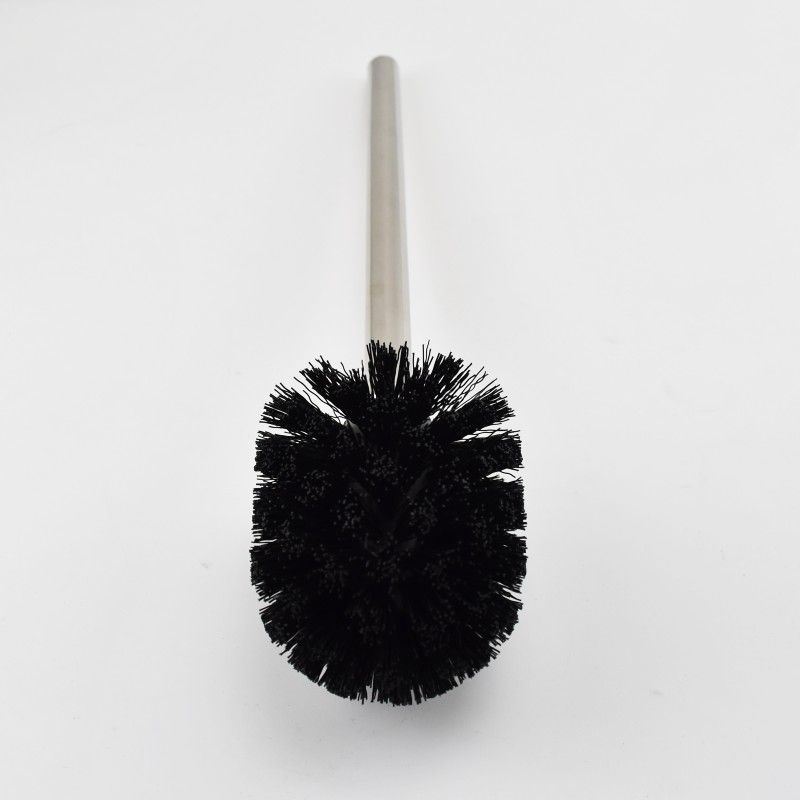 Scopino per WC nero e manico in acciaio inox, scopino per WC con setole ad alta densità per bagno, orinatoio corto, nero_voghion.com