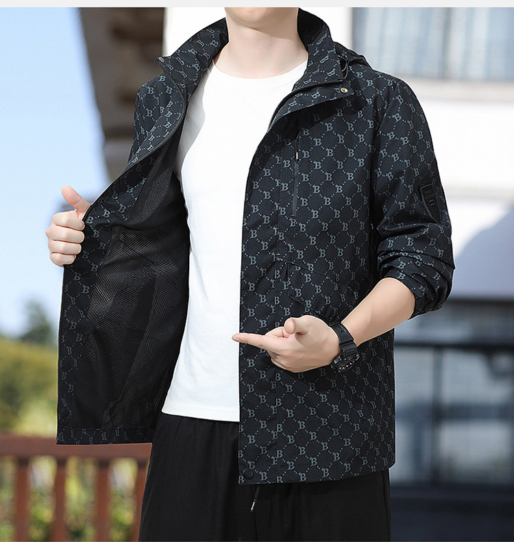 Giacca da uomo primavera e autunno calda giacca a vento moda casual con cappuccio Douyin stile caldo_voghion.com