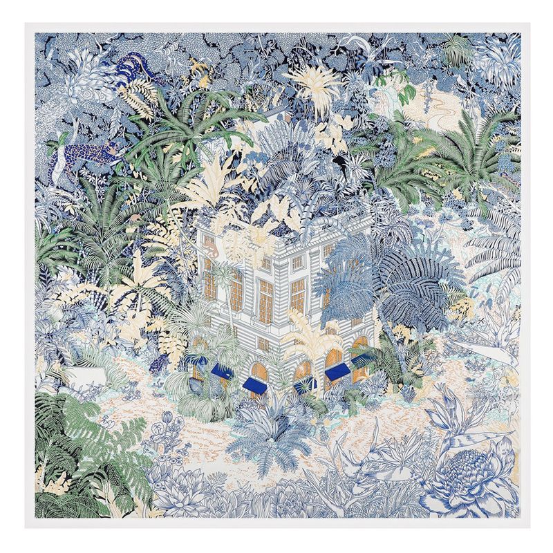 Spring And Autumn New Twill Silk 130cm Women's Large Square Forest Inn Printed Headscarf Sun Protection Shawl Scarf_voghion.com