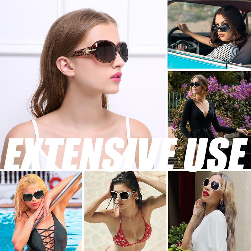 Oversized Polarized Sunglasses for Women Trendy Shiny Frame Shades with 100% UV Protection (Shiny Black)_voghion.com
