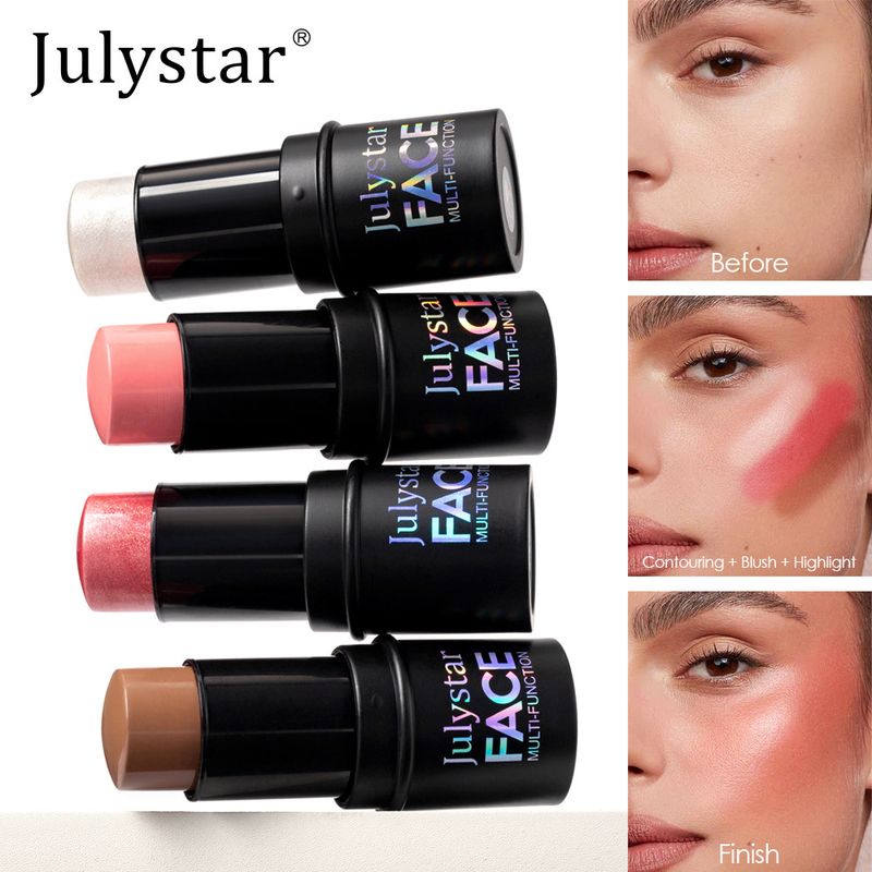 Julystar Multifunctionele Contour Stick - 3-in-1 Gezichtshighlighter, Bronzer & Blushcrème voor 3D-sculpting en natuurlijke gloed_voghion.com