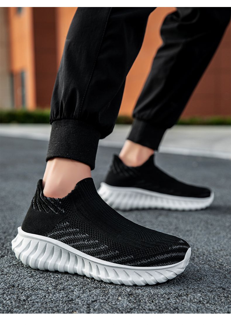 Green Platform Knit Sneakers Men Women Trainers Breathable Socks Men's Running Shoes Comfortable Slip-on Women's Sports Shoes_voghion.com