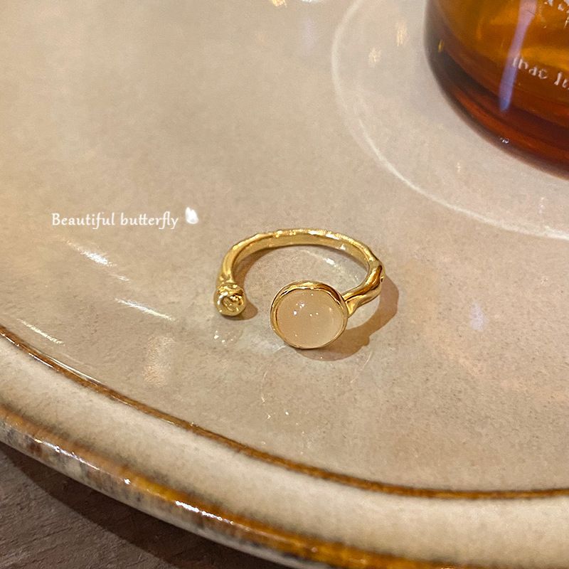 Golden Cat's Eye Stone Open For Women French Niche Design Sense Index Finger Ring High-end Feel 2025 Summer Accessories_voghion.com