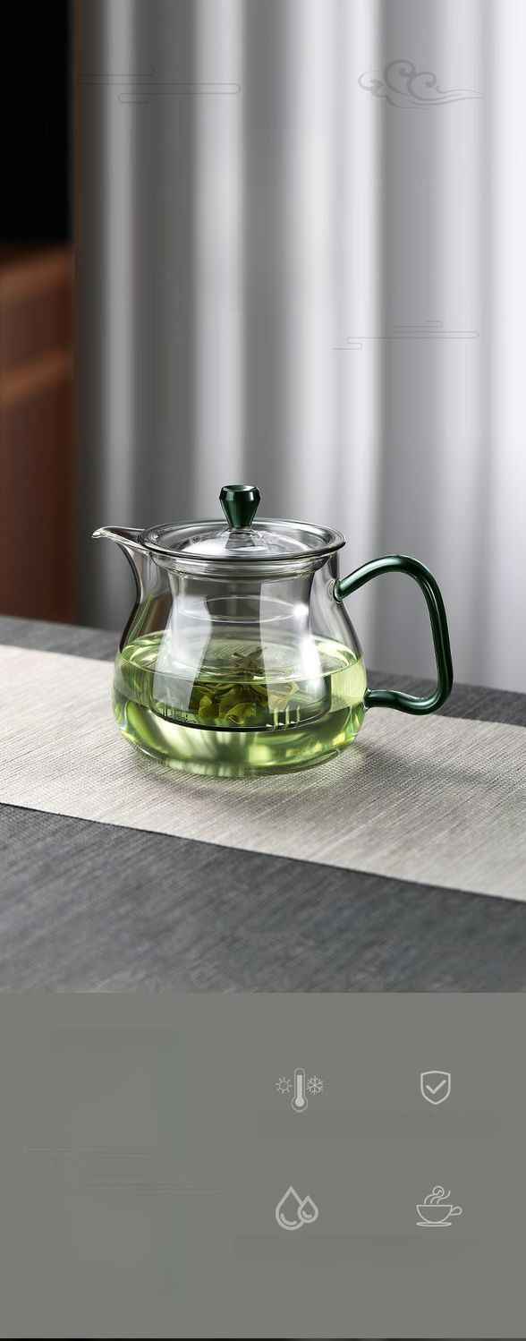 Chinese Style Glass Teapot For Brewing Tea, Household Temperature Resistant Thickened Luxury Flower Teapot, Ins High_voghion.com