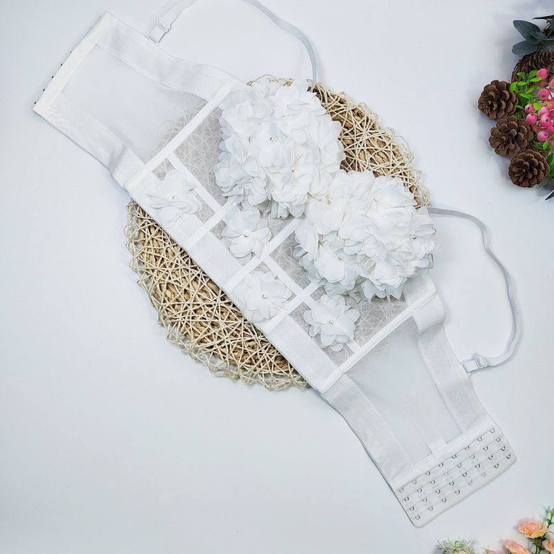 Women's Clothing Lace Mesh Fishbone Sling Short With Chest Pad Flower Small Vest Outer Wear Bottoming Chest Wrap French Beaded Top_voghion.com